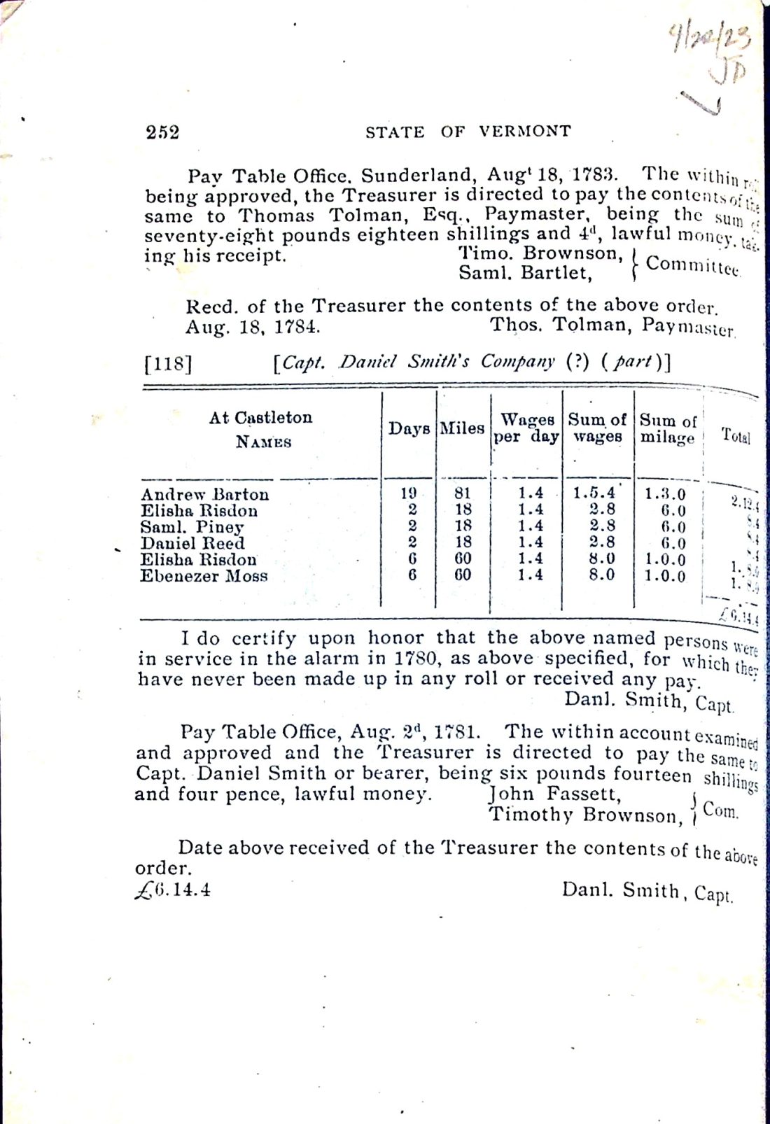 SMITH's Co. payroll 1780 (Kansas State Historical Society)